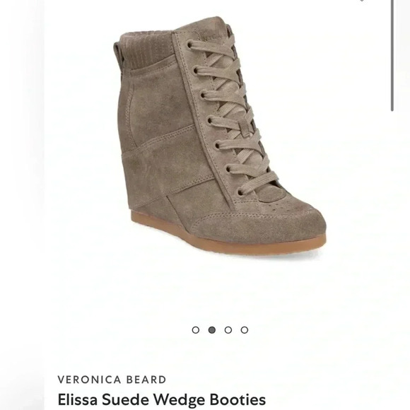 Veronica Beard Elissa Suede Wedge Taupe Booties NEW $395 Size 9 - Picture 1 of 7